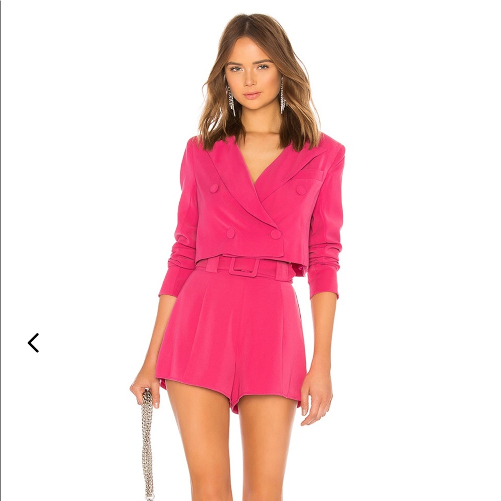 Lovers + Friends Pink blazer and short set